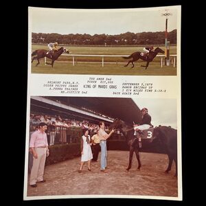 Vintage 1979 Belmont Park Horse Racing Photo King of Mardi Gras Ramon Encinas